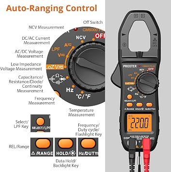 Multimeter Leads & Clamp Meter 6000 Count