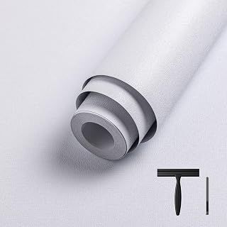 Abyssaly White Wallpaper Peel and Stick 118"X17.7" Contact Paper for Cabinets and Drawers Removable Self Adhesive Thicken Wallpaper Covering for Bedroom with Scraper, Paper Cutter