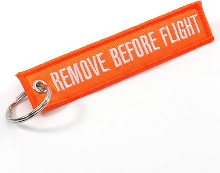 Rotary13B1 Remove Before Flight Keychain - NEON Orange/white