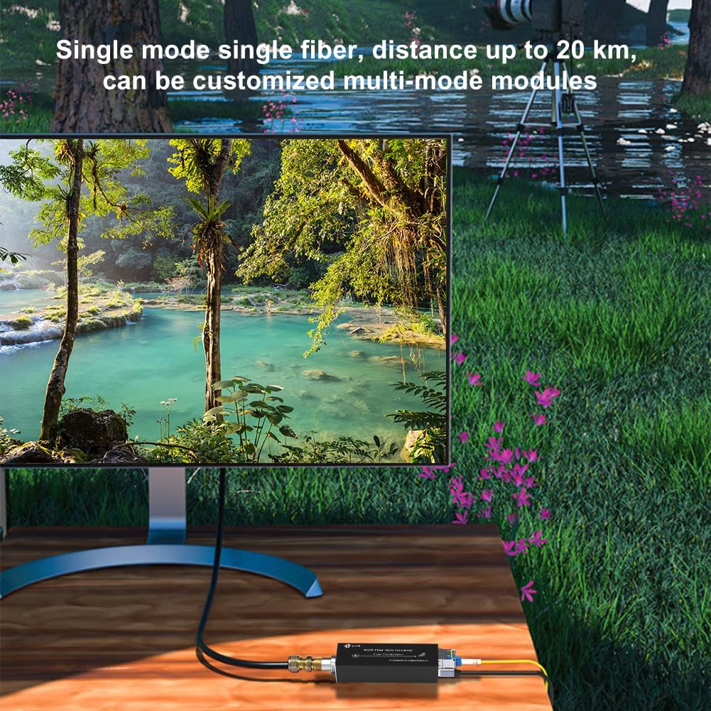 Mini HD SDI Fiber Extender 1080P&30HZ HD-SDI Over Fiber Converter Broadcast Level SDI Video Optical Transceiver Single-Mode Single Fiber 20km