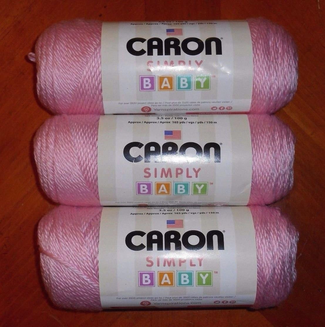 Caron Simply Soft Baby Yarn Lot Of 3 Skeins (Baby Pink