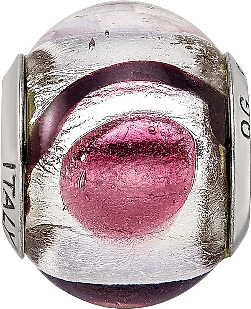 925 Sterling Silver Charm For Bracelet White/lavender/blck Italian Murano Bead Glas Fine Jewelry For Women Gifts For Her