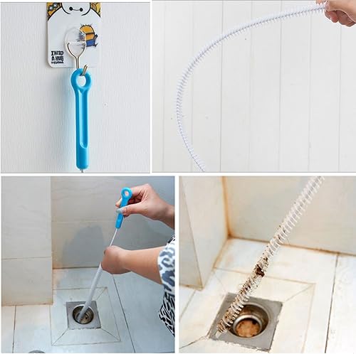 Miniatura 4 de Removedor de obstrucciones de drenaje de 39 pulgadas (1), removedor de pelo de serpiente de drenaje de 20 pulgadas (3) y cepillo de limpieza (1), 1