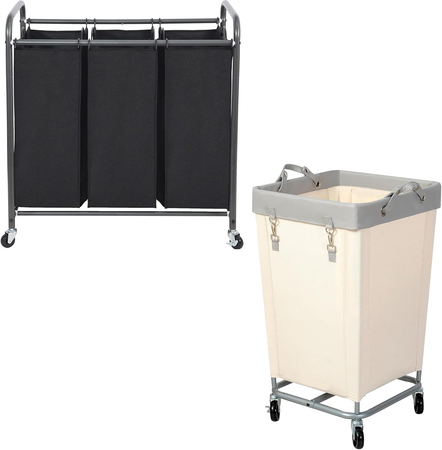 STO STO 3 Section Laundry Sorter and 160L Laundry Hamper with Wheels