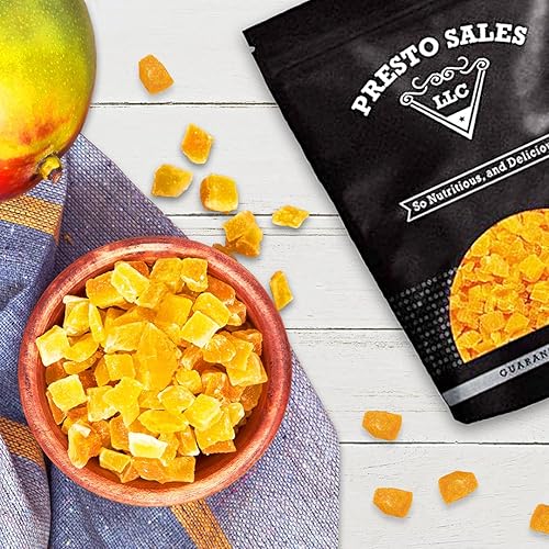 Miniatura 3 de Presto Sales LLC - Mango seco en cubitos, perfecto para hornear y aperitivos, vegano, bajo en calorías, tropical, picante, delicioso, satisfactorio,