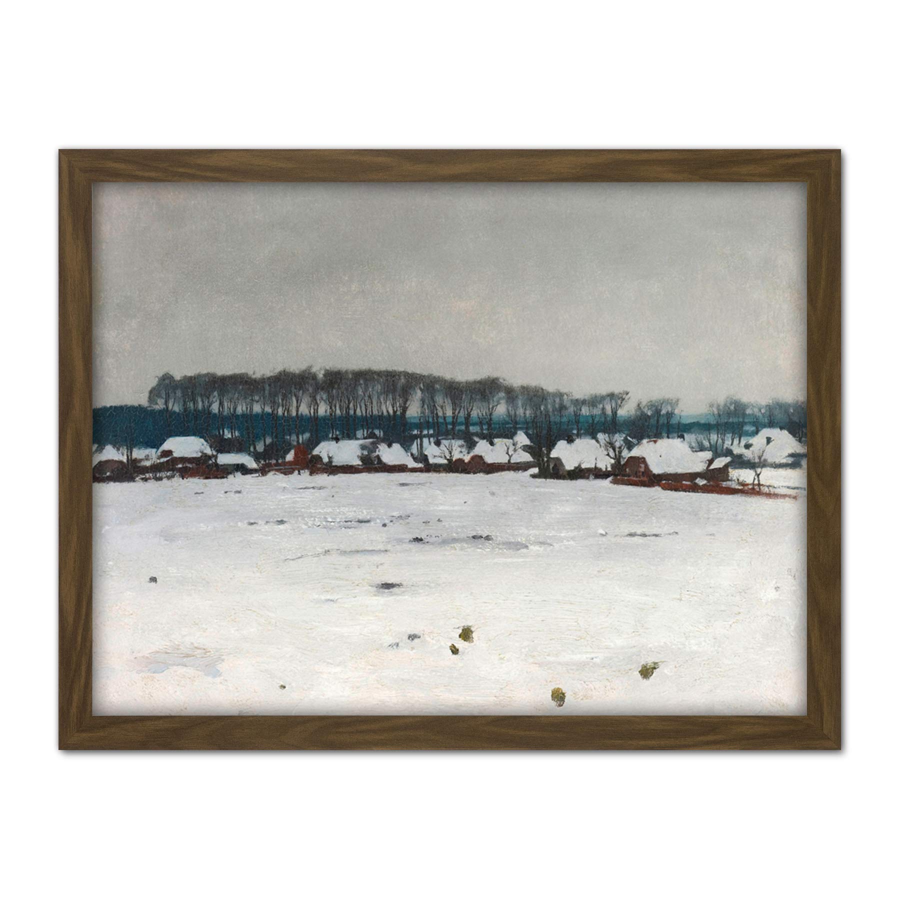 Artery8 Van Ruisdael Winter Landscape Snow Trees Painting Artwork Framed Wall Art Print 18X24 Inch