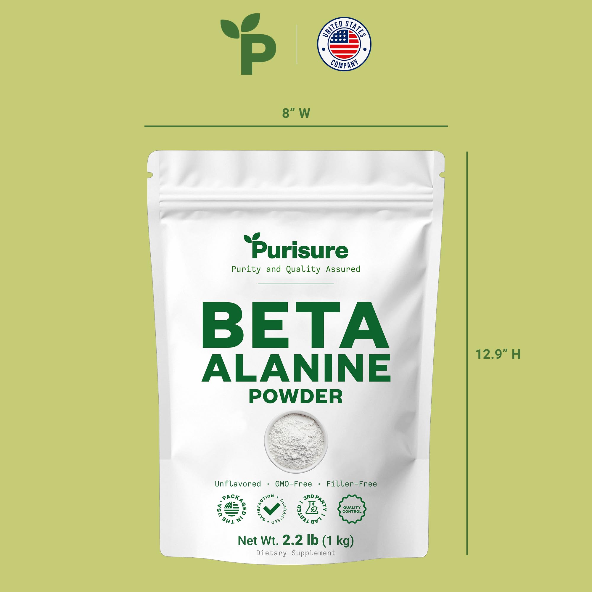 Purisure Beta Alanine Powder 1kg, Pure Beta Alanine Pre-Workout Supplement for Sustained Energy, Beta Alanine Pre Workout Powder for Men and Women, Alanine Supplement for Endurance, 1,336 Servings — Amazon image 7