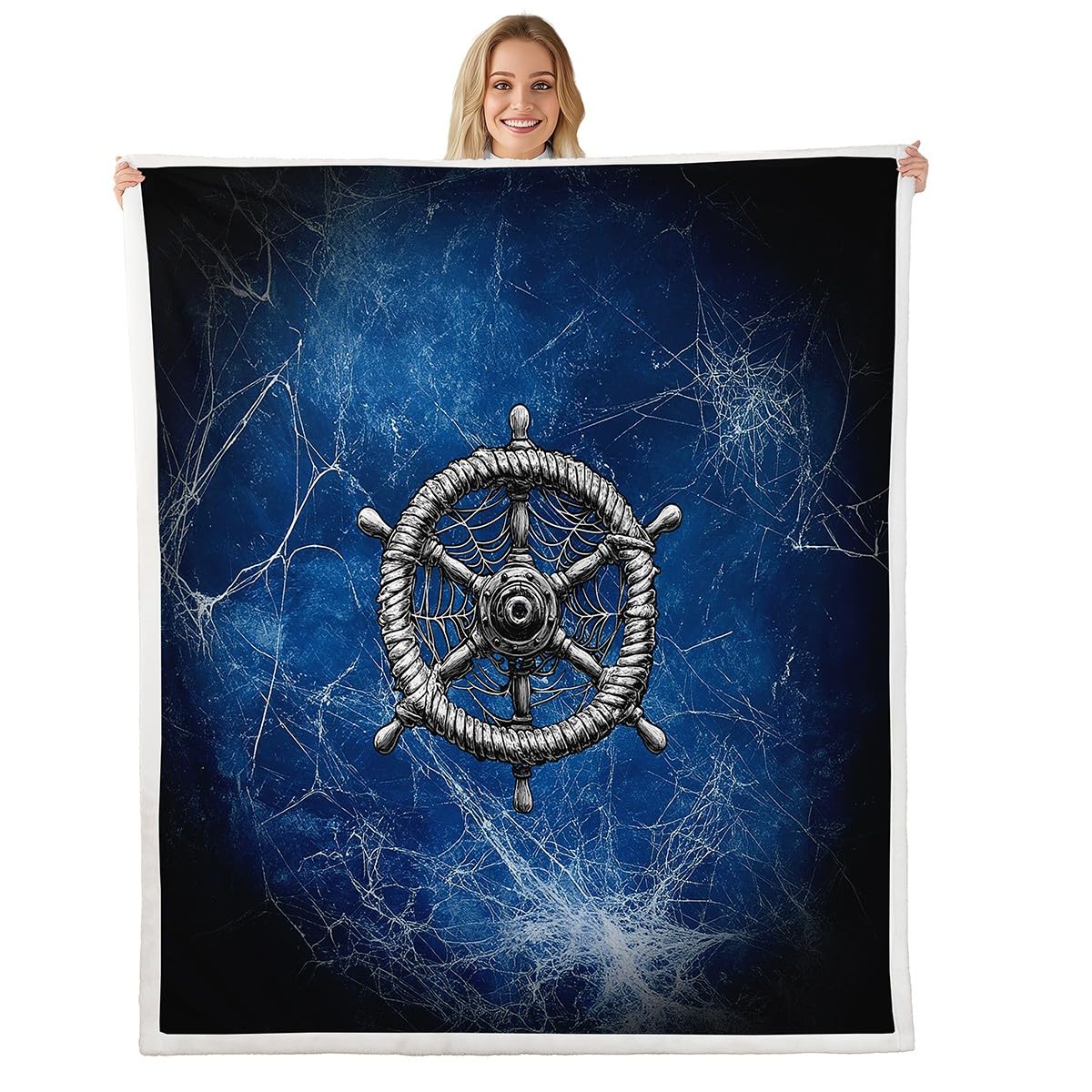 Couverture polaire nautique en flanelle haut de gamme au motif psychédélique