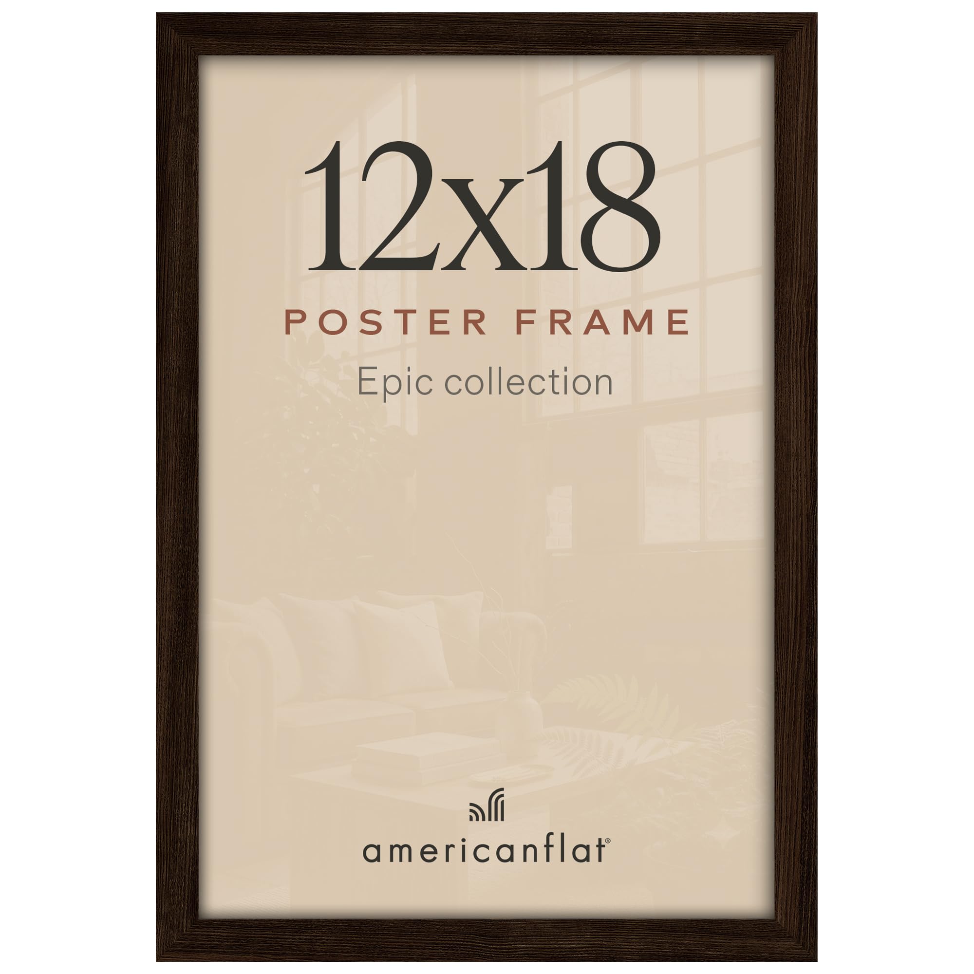 Americanflat 12x18 Poster Frame - Engineered Wood - Mahogany