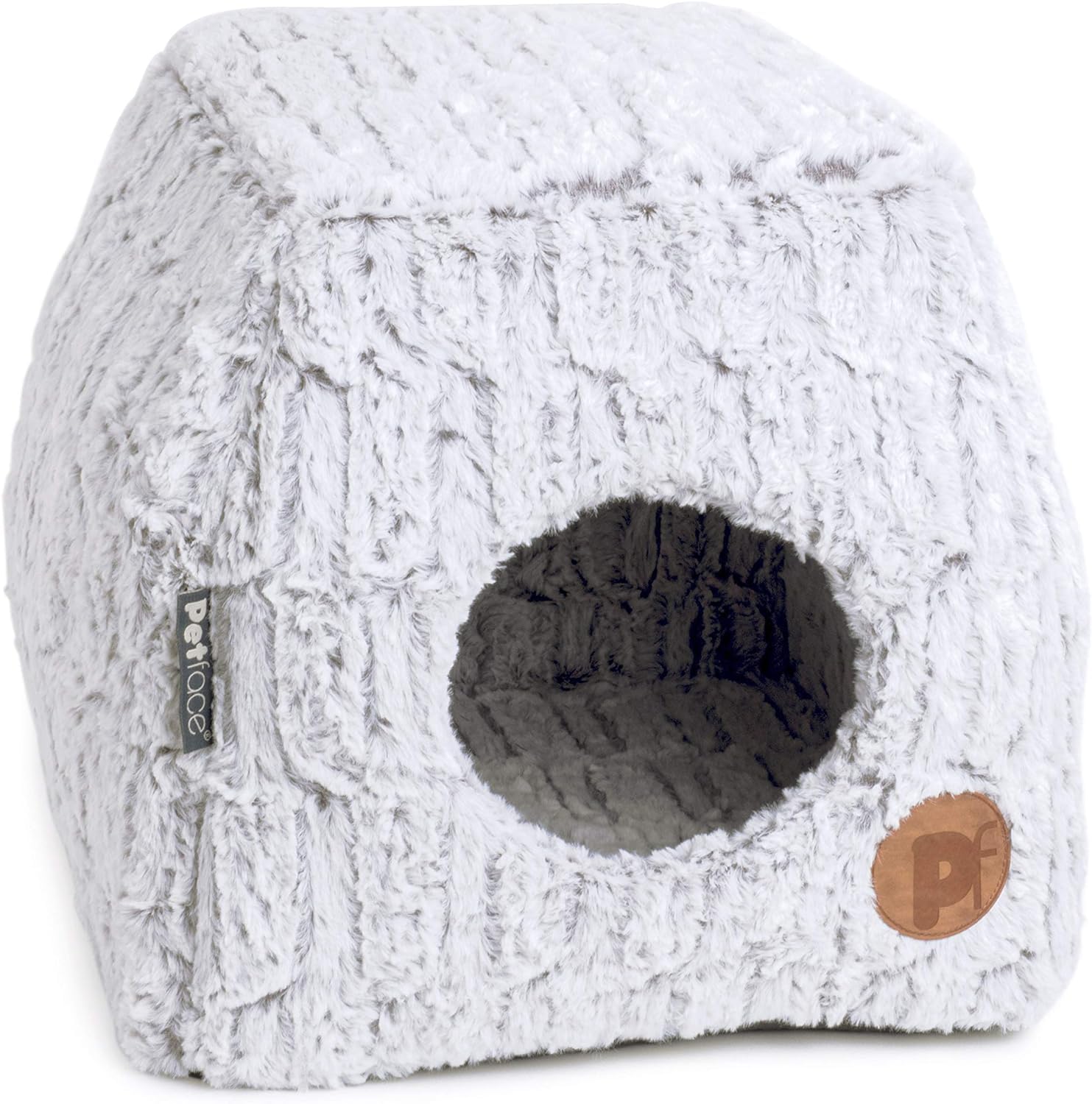 Petface Plush 2 in 1 Cat Cave, Luxury Bamboo Igloo Cat Bed with Convertible Design, 35H x 35W x 35L cm