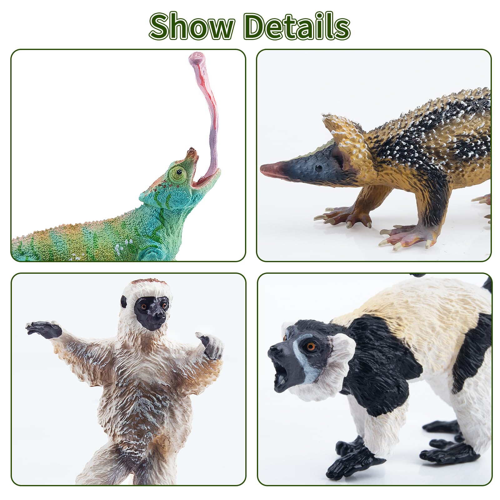 TOYMANY 12 sztuk figurek zwierząt leśnych, realistyczne zabawki Madagaskar, plastikowe zwierzęta, zwierzęta z dzikiej dżungli, figurki zwierząt z zoo, dekoracja tortu, prezent