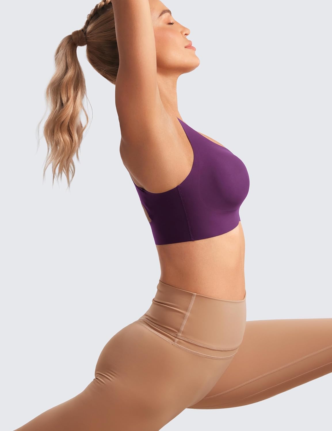 CRZ YOGA Womens Flex Sculpt Racerback Sports Bra - U Neck Medium Impact Padded Wireless Workout Gym Crop Top - Image 3