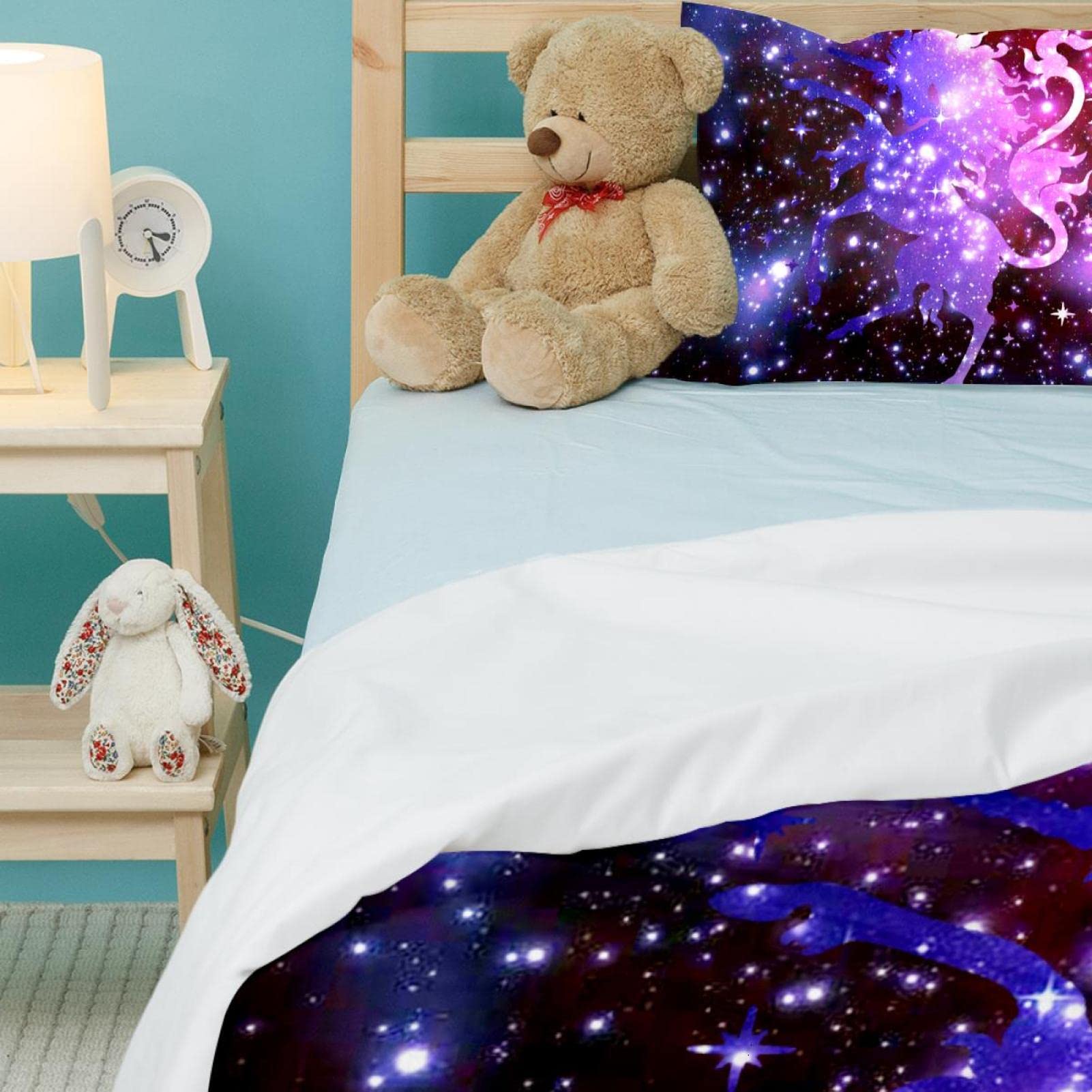 WARMDERN Set Copripiumino King Size 3 Pezzi In Microfibra Lavata Viola Set Biancheria Da Letto Morbido E Traspirante A Righe In Seersucker Testur~p113885875