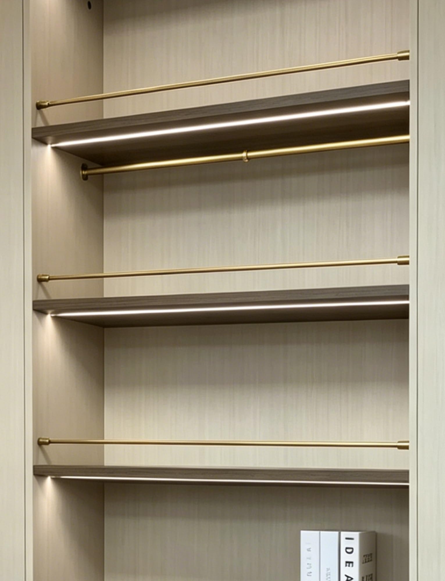 Decorative Guard Railing, 3Pcs Home Tipping Rail for Shelves,Gallery for Bathroom Ledge，Offices Desk Files Book Shelf(Brass,36cm/14in)