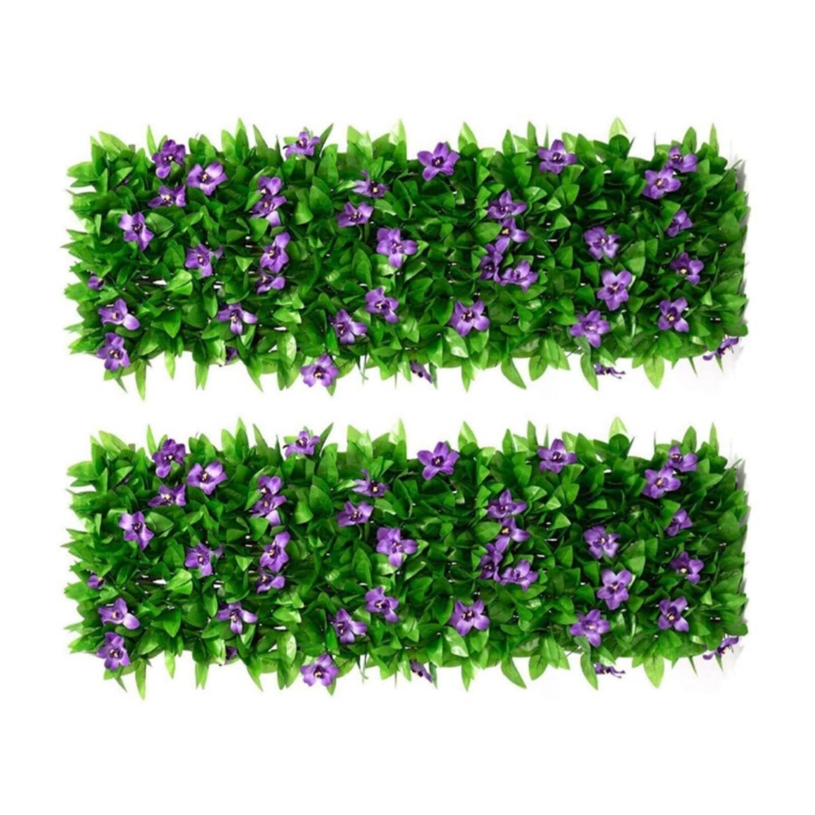 Garden Trellis with Artificial Leaves,Expandable Garden Fence Screening,Expanding Garden Trellis Panels,Expandable Faux Ivy Privacy Fence,Artificial Hedge Screening with Flowers,Fence Screening(2pcs)