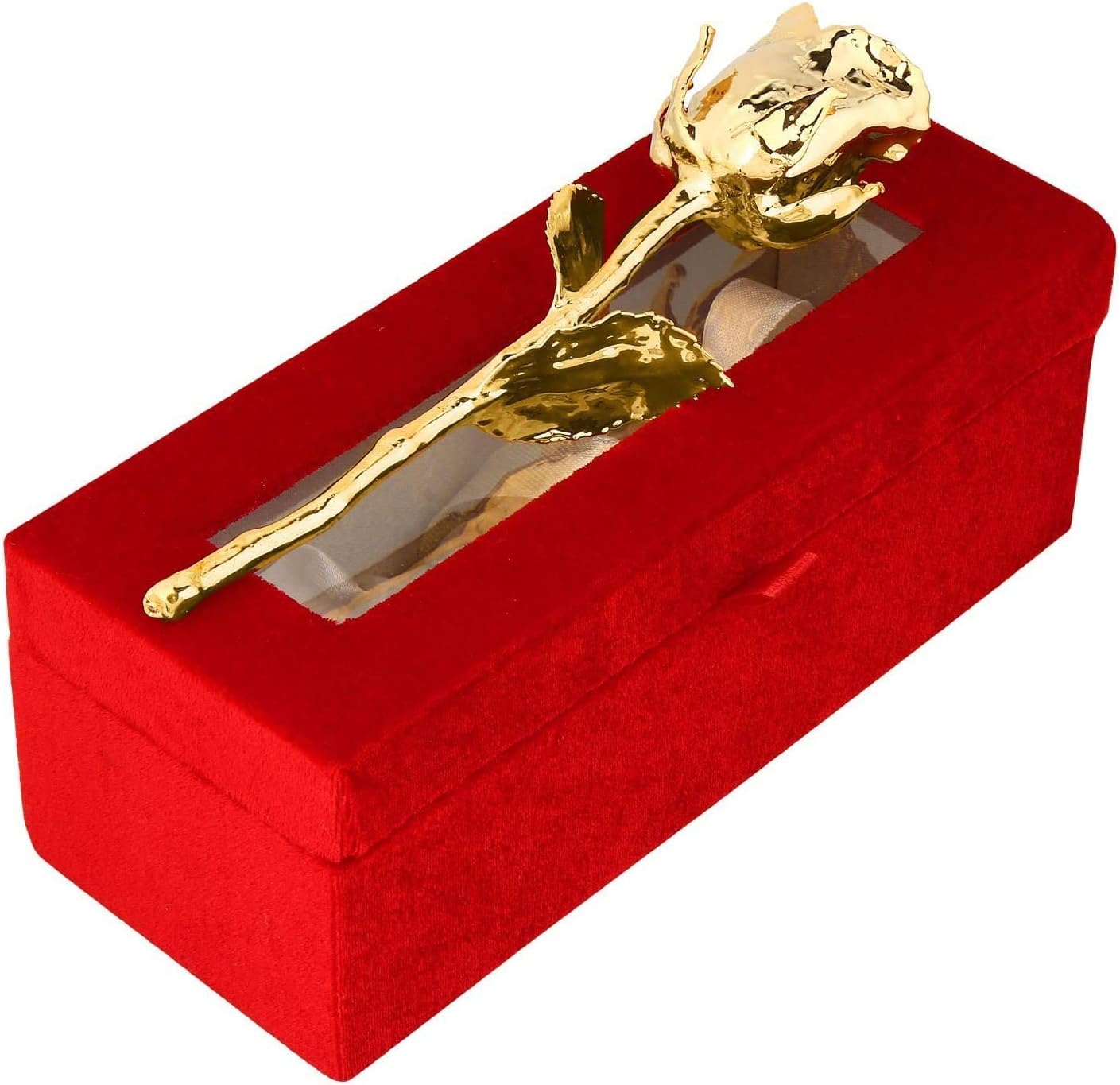 Billion Deals 24K Gold Dipped Natural Rose with Red Gift Box Men & Women for Valentine , Gift and Thanks Giving – 6 inches