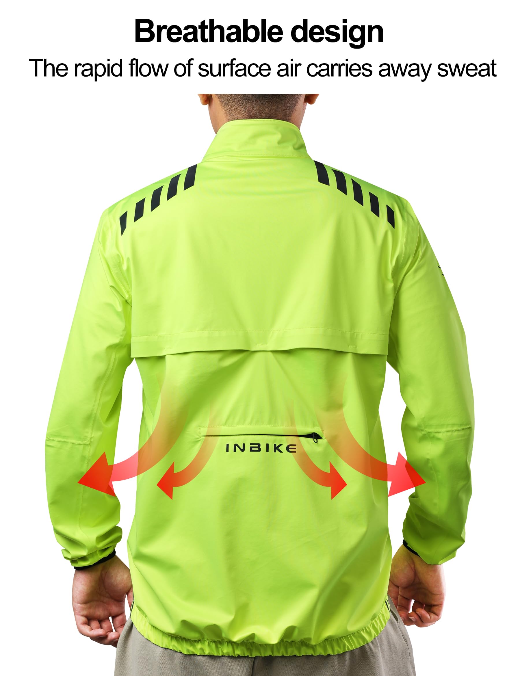 INBIKE Giacca Impermeabile Uomo Giacca Antivento Antipioggia Giacche Sportivo Catarifrangente Traspirante per Running Corsa Trekking Ciclismo e Vita Quotidiana per Uomo e Donna