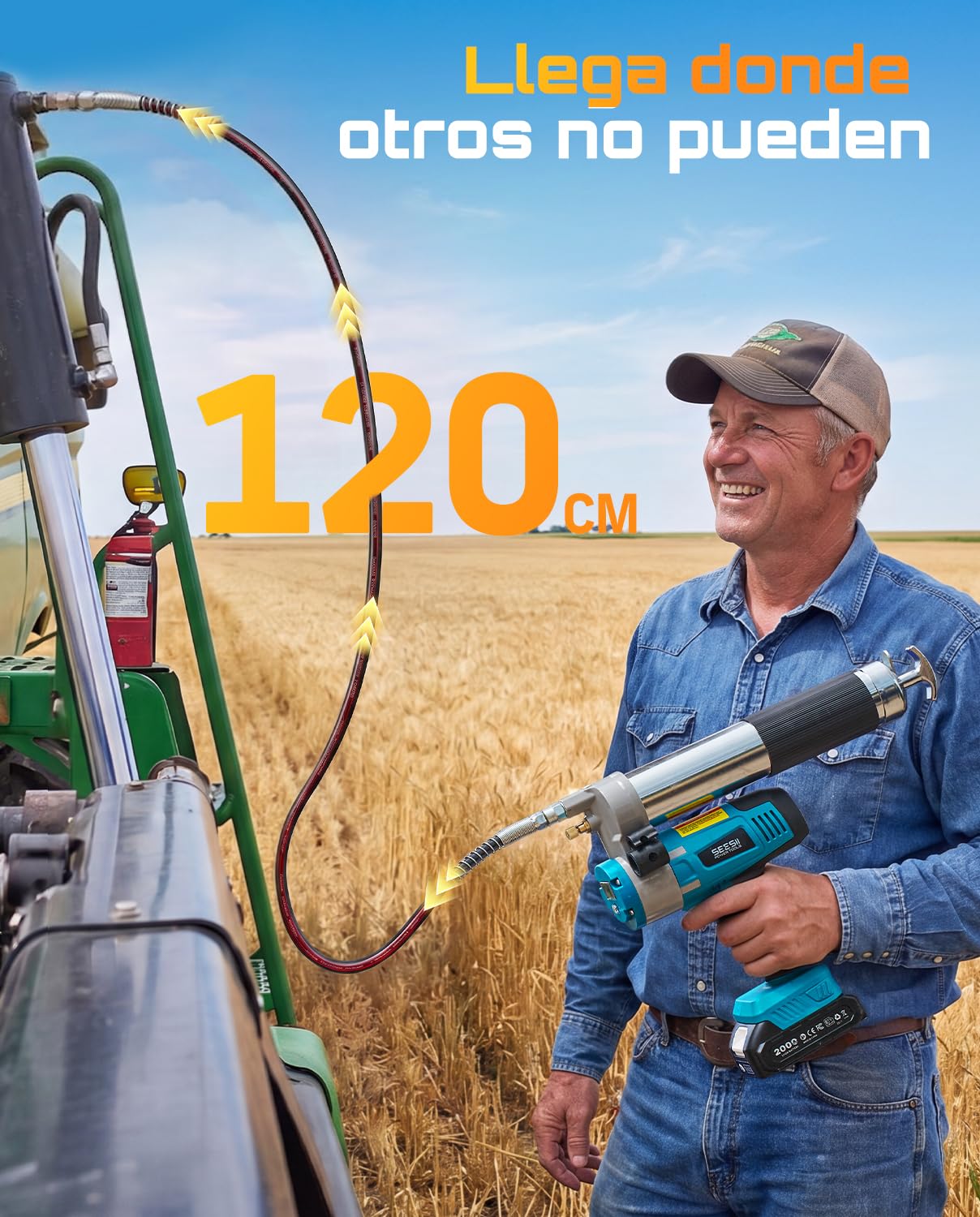 Seesii Engrasadora Bateria con Gatillo de Bloqueo, 10000 PSI, 5,8 oz/min