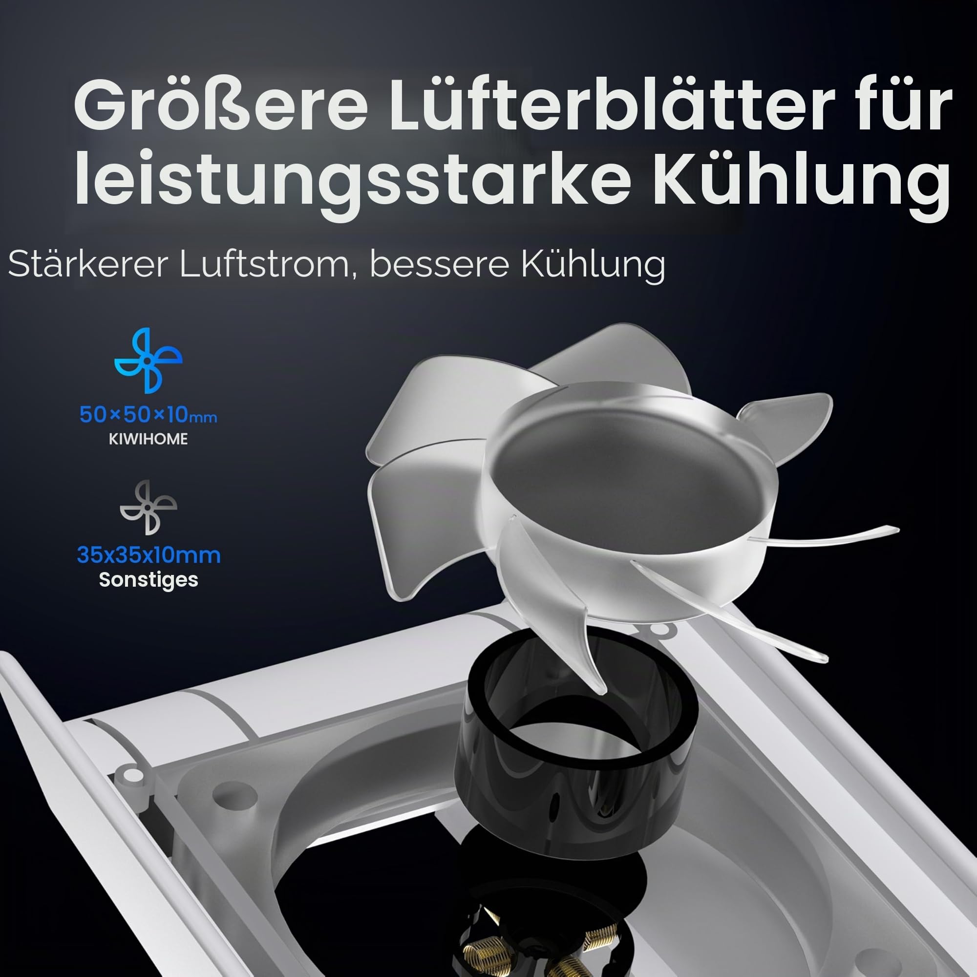 KIWIHOME Lüfter für PS5, leiser Kühler mit USB 3.0 und LED, nur für PS5 2020, Weiß