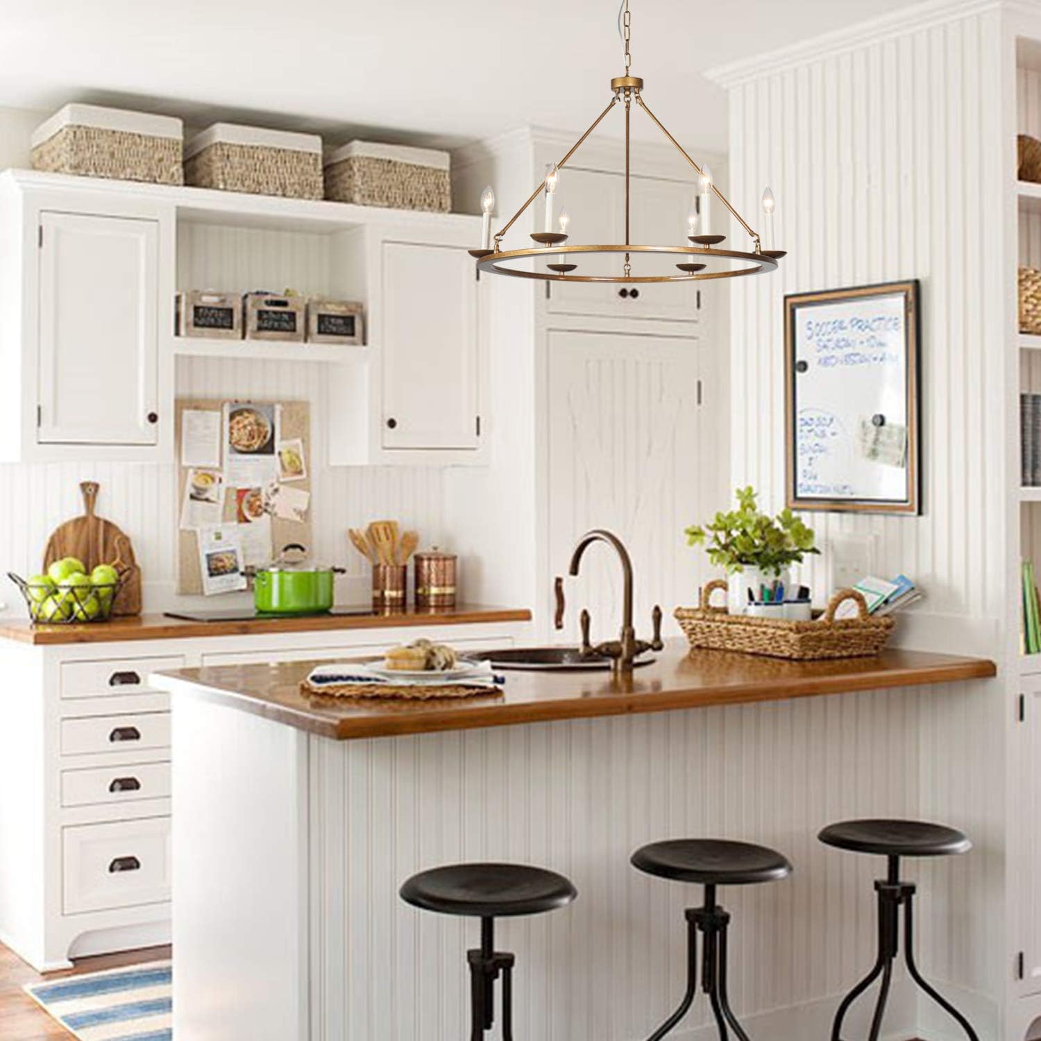 Black Friday - 80% OFF Kitchen Island Pendant Light, A1A9 Retro Round Candle LED Chandelier Lighting Wagon Wheel Ceiling Lights for Farmhouse, Dining Room, Table Light, Entryway, Hallway, Foyer, D30 X H23 Chain 41'' Greatest Product Kitchen Island Pendant Light, A1A9 Retro Round Candle LED Chandelier Lighting Wagon Wheel Ceiling Lights for Farmhouse, Dining Room, Table Light, Entryway, Hallway, Foyer, D30 X H23 Chain 41''