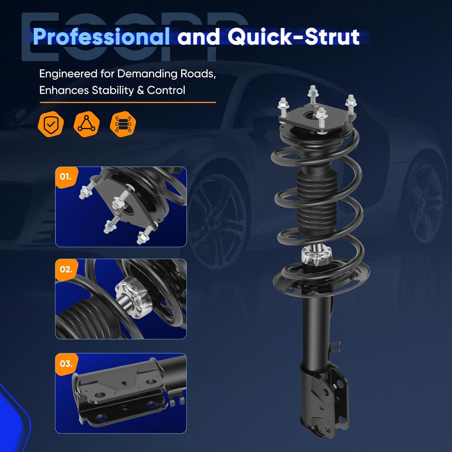 ECCPP Complete Struts Spring Assembly Front Struts Shock Coil Spring Fit for Ford Explorer 2011-2013 - 272621 272620