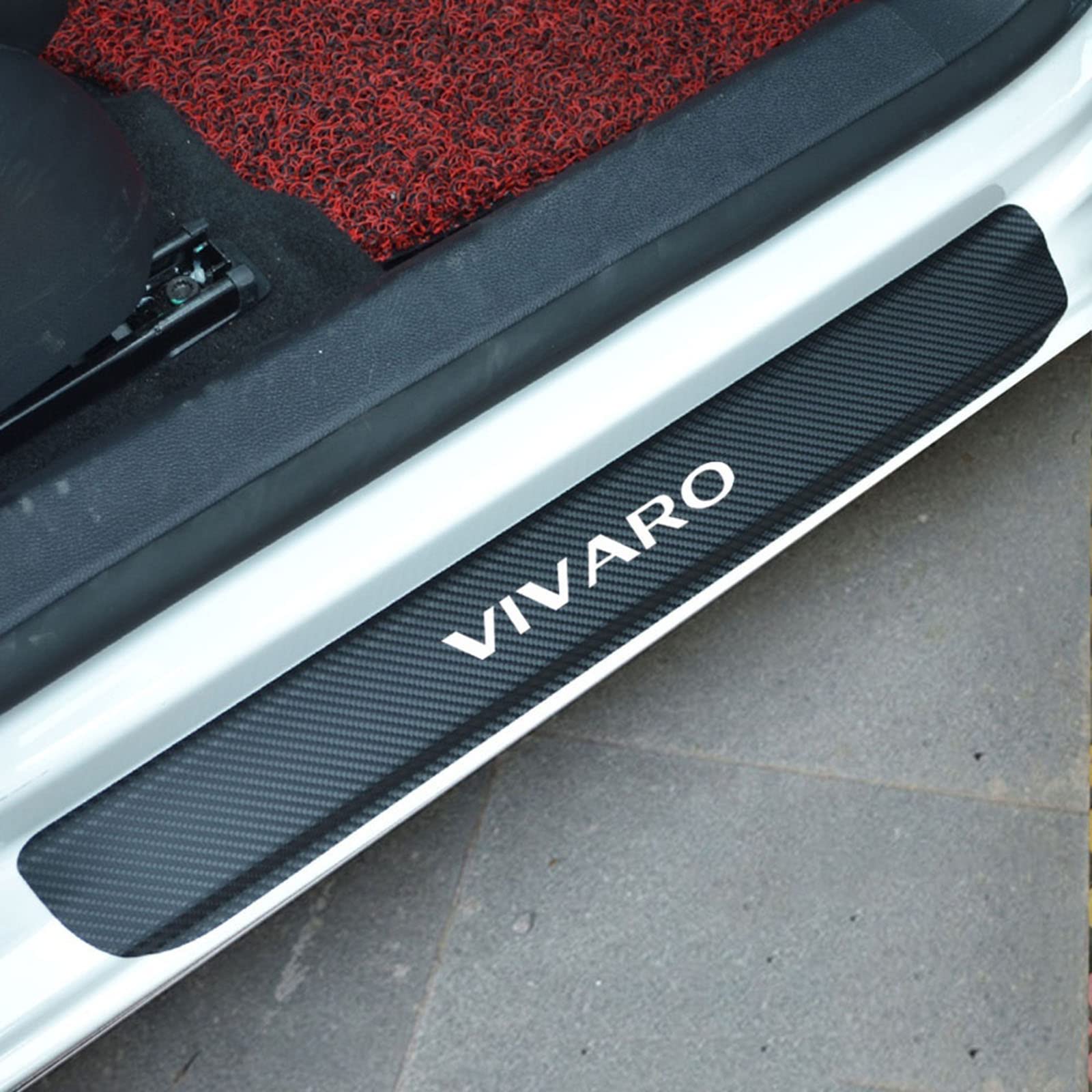 Symilov 4Pcs Car Door Sill Protector for Op-el OPC Adam VIVARO MERIVA, Anti Scratch Carbon Fiber Threshold Edge Entry Guard Stickers Kick Plates Styling Accessories, VIVARO White