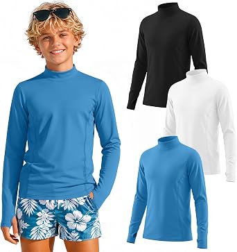 3 Pack Boys Swim Long Sleeve Rash Guard