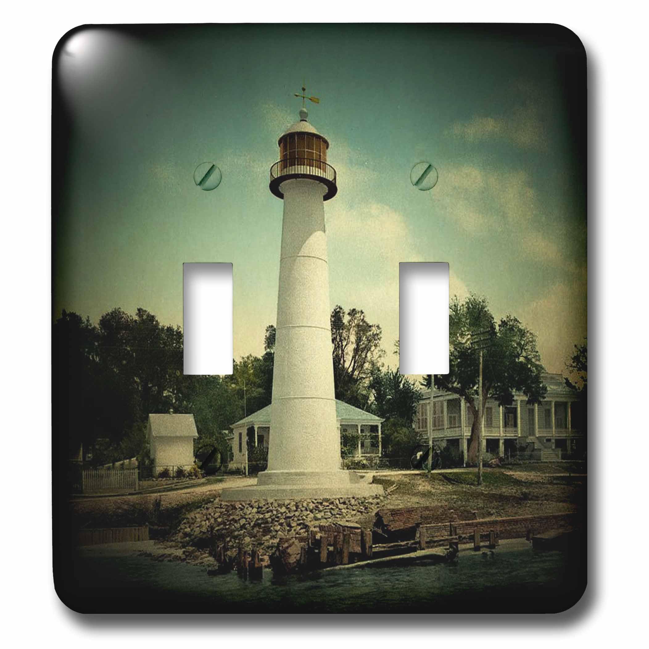 Plaque double interrupteur design phare Biloxi 1901 3dRose lsp_26382_2 premium