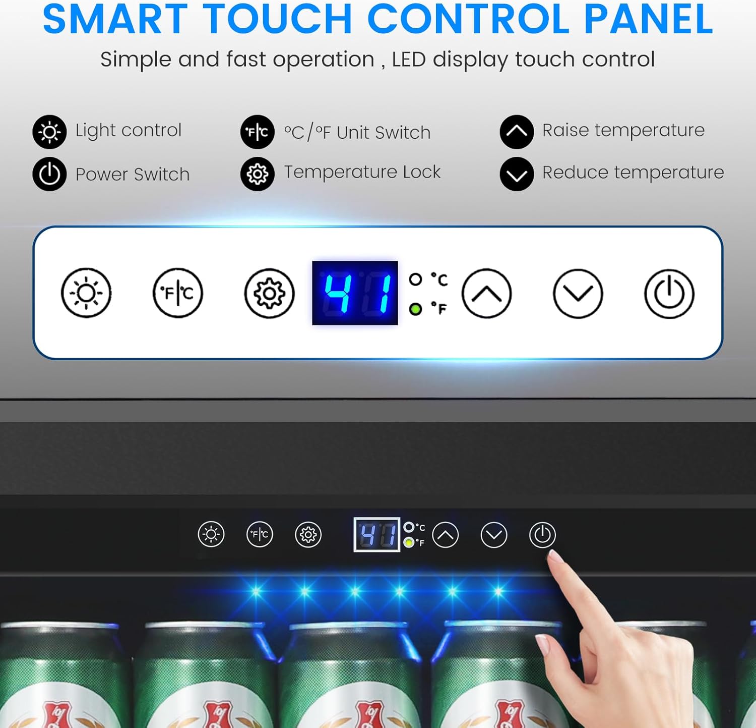 24 Inch Black Beverage Refrigerator Under Counter,190 Cans Beverage Fridge with Glass Door&Lock, Built-in/Freestanding Beverage Cooler for Home Bedroom Bar or Office, Low Noise Compressor
