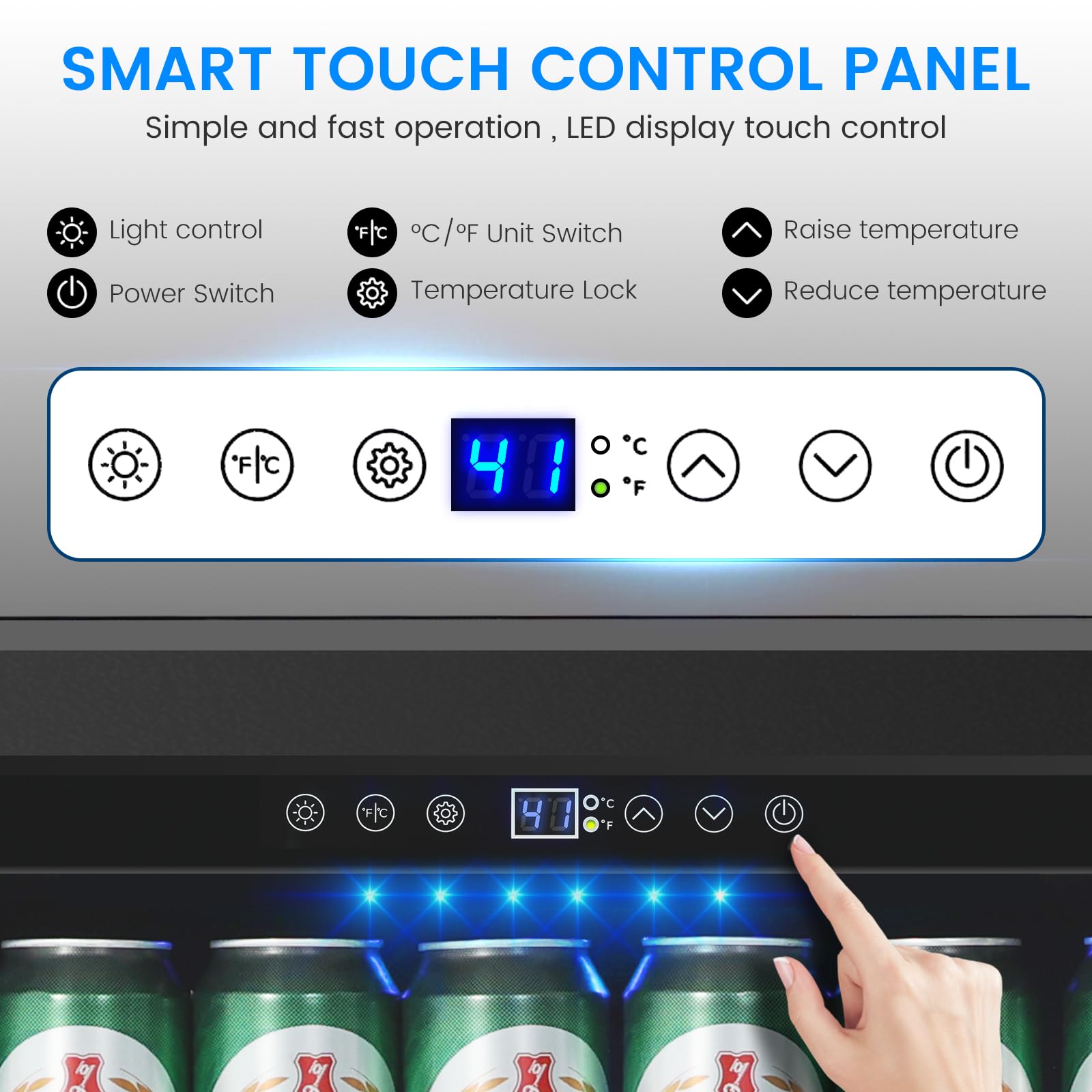 Colzer 24 Inch Black Beverage Refrigerator Under Counter,190 Cans Beverage Fridge With Glass Door&Lock, Built-In/Freestanding Beverage Cooler For Home Bedroom Bar Or Office, Low Noise Compressor on Fridge.com - View 3