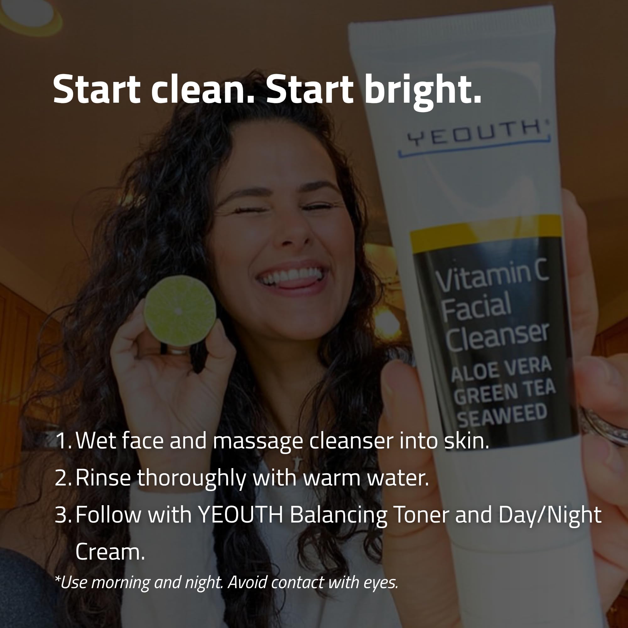 YEOUTH Vitamin C Face Wash with Aloe Vera and Seaweed, 3 oz