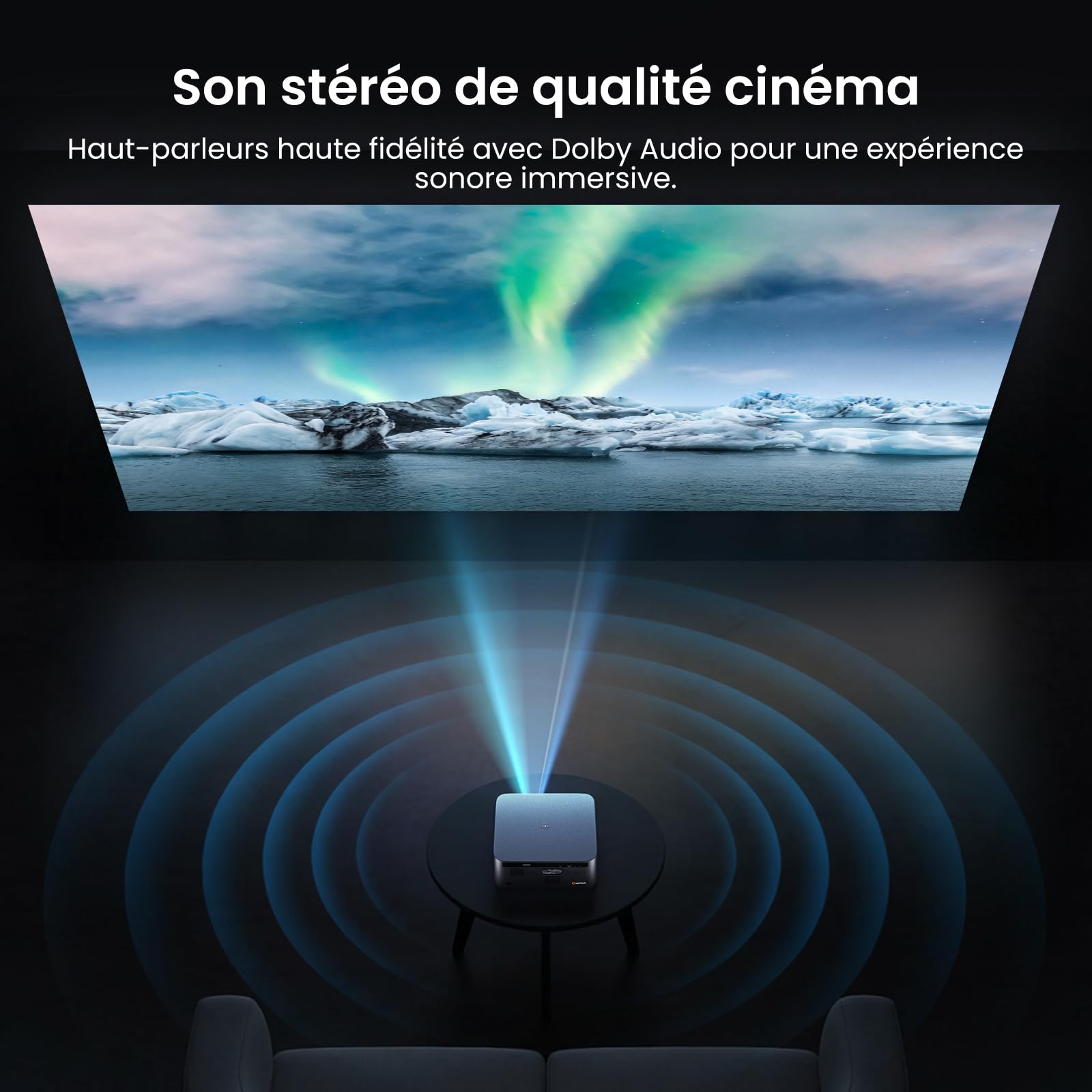 HAPPRUN Vidéoprojecteur Intelligent 3000 Lumens ANSI avec Google TV Officiel, Compatible 4K, Dolby Audio, Mise au Point et Correction Keystone Automatiques, WiFi 6 et Bluetooth, Noir