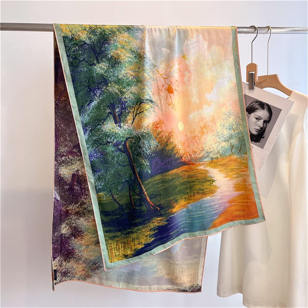 Foulard Vintage Femmes Plage Face Impression Longue écharpe en Soie Femmes Foulard Nouveau Foulard écharpe châle Foulard
