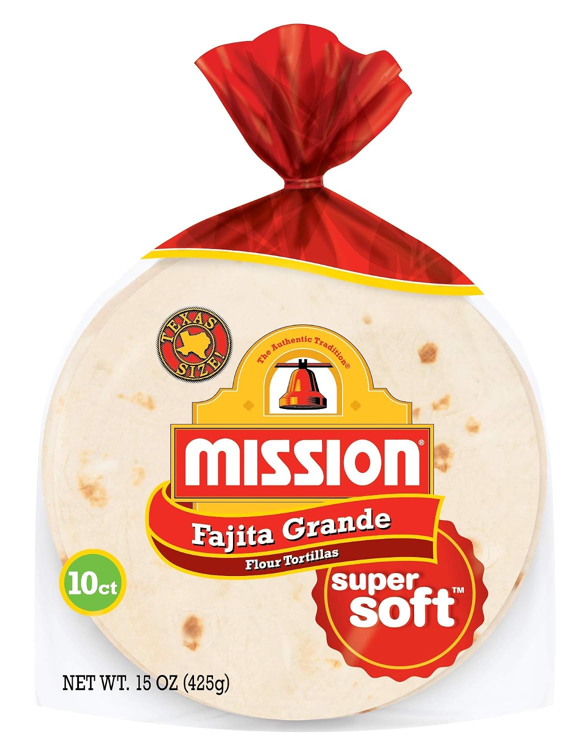 Mission Fajita Grande Flour Tortillas, Trans Fat Free, Authentic, Large Size, 10 Count