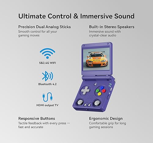 Miniatura 4 de Anbernic RG34XXSP - Consola de juegos retro, diseño abatible, pantalla IPS de 3.4 pulgadas 720 × 480, tarjeta TF de 64G con más de 5000 juegos,