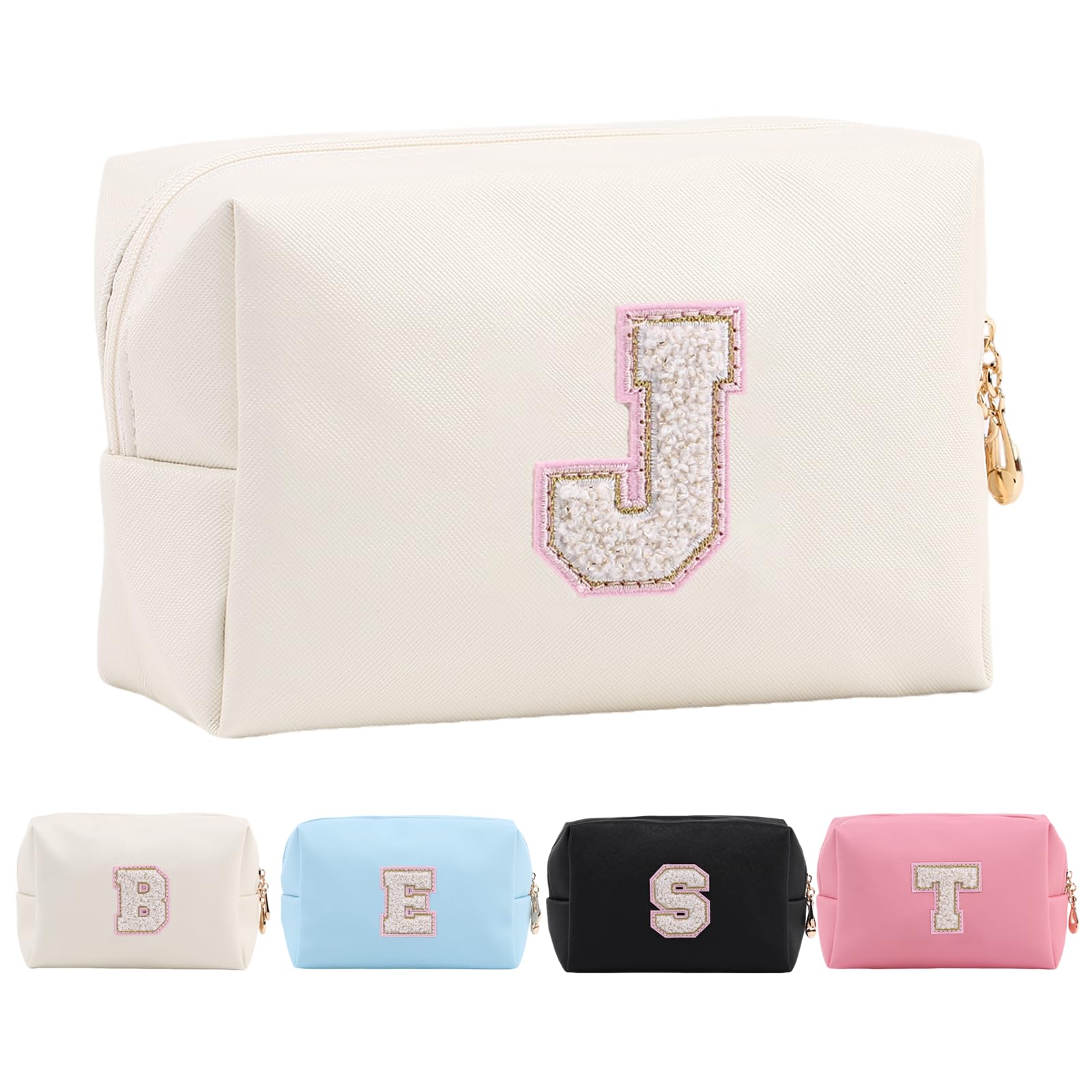 Personalized Makeup Bag,Waterproof Travel Makeup Pouch Cosmetic Bag Birthday Gift for Women Mom，Bride Bridesmaid Cosmetic Bag A-Z — view 28