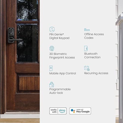 Miniatura 9 de Lockly Secure Pro Smart Lock Wi-Fi, cerradura de puerta digital de entrada sin llave, sensor de huellas dactilares biométrico 3D, cerradura de