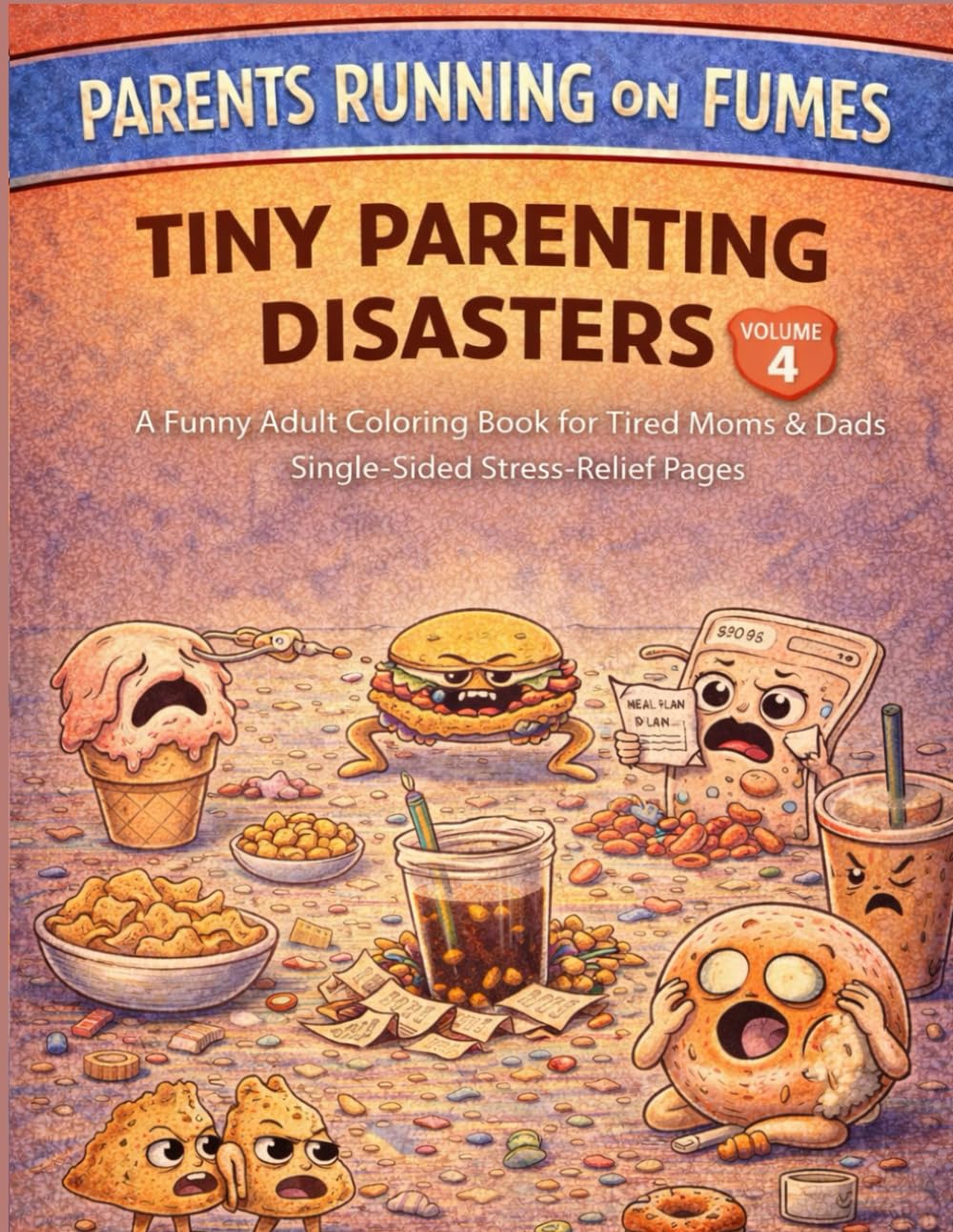 Parents Running on Fumes: Tiny Parenting Disasters: A Funny Adult Coloring Book for Tired Moms & Dads | Single-Sided Stress-Relief Pages