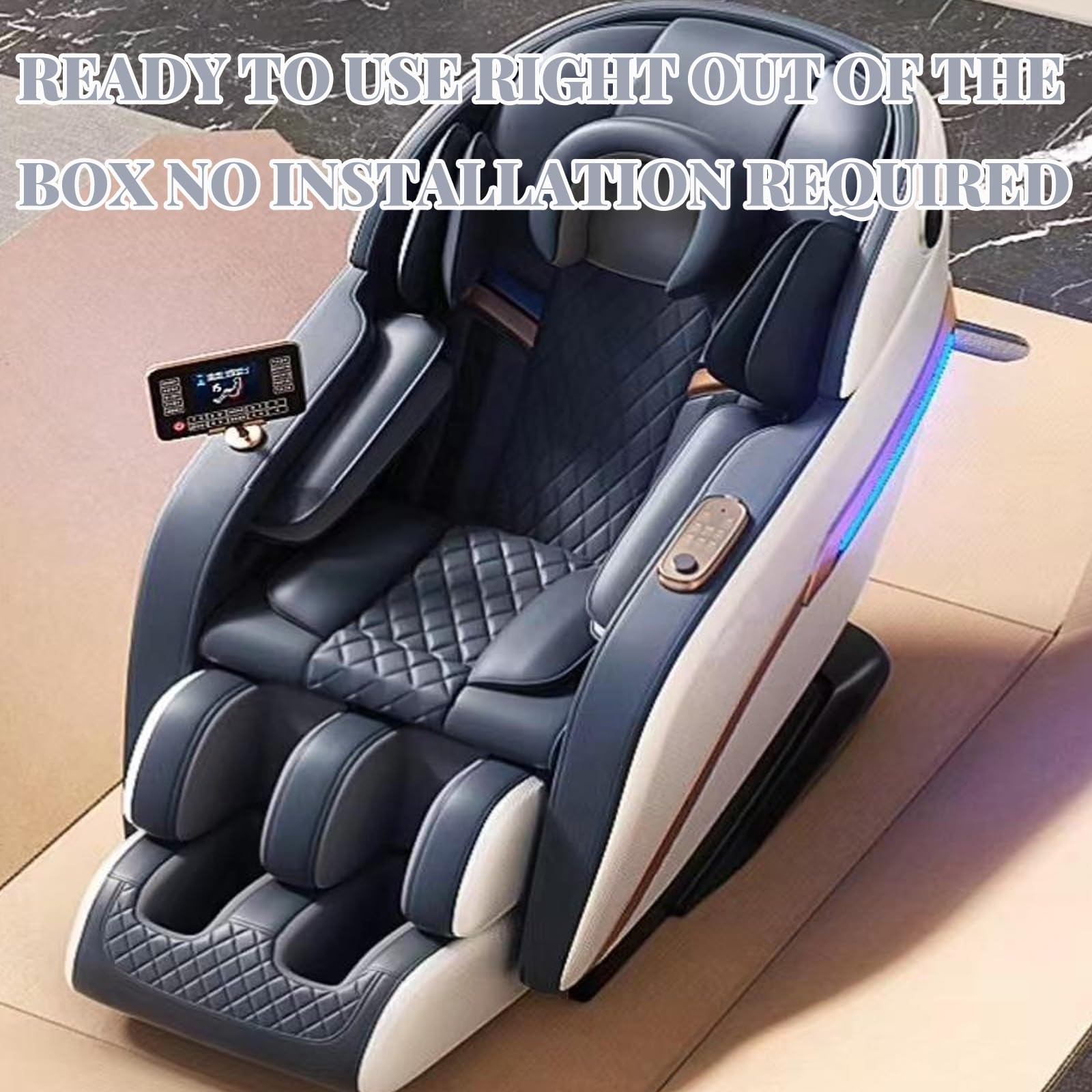 Sillón de masaje con respaldo y cintura calentados, asiento suave, pantalla táctil LED de gravedad cero, programas automáticos, adecuado para personas mayores