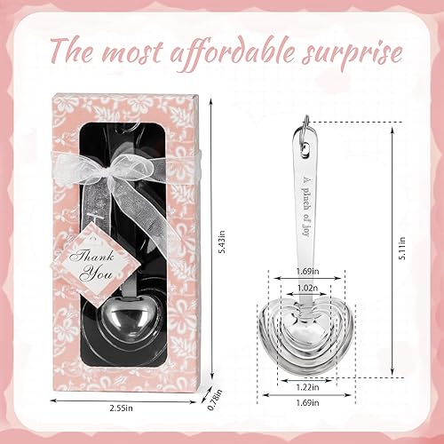 Miniatura 2 de Qonmpcvu Paquete de 50 cucharas medidoras en forma de corazón, juego de cucharas medidoras de acero inoxidable, recuerdos de baby shower para
