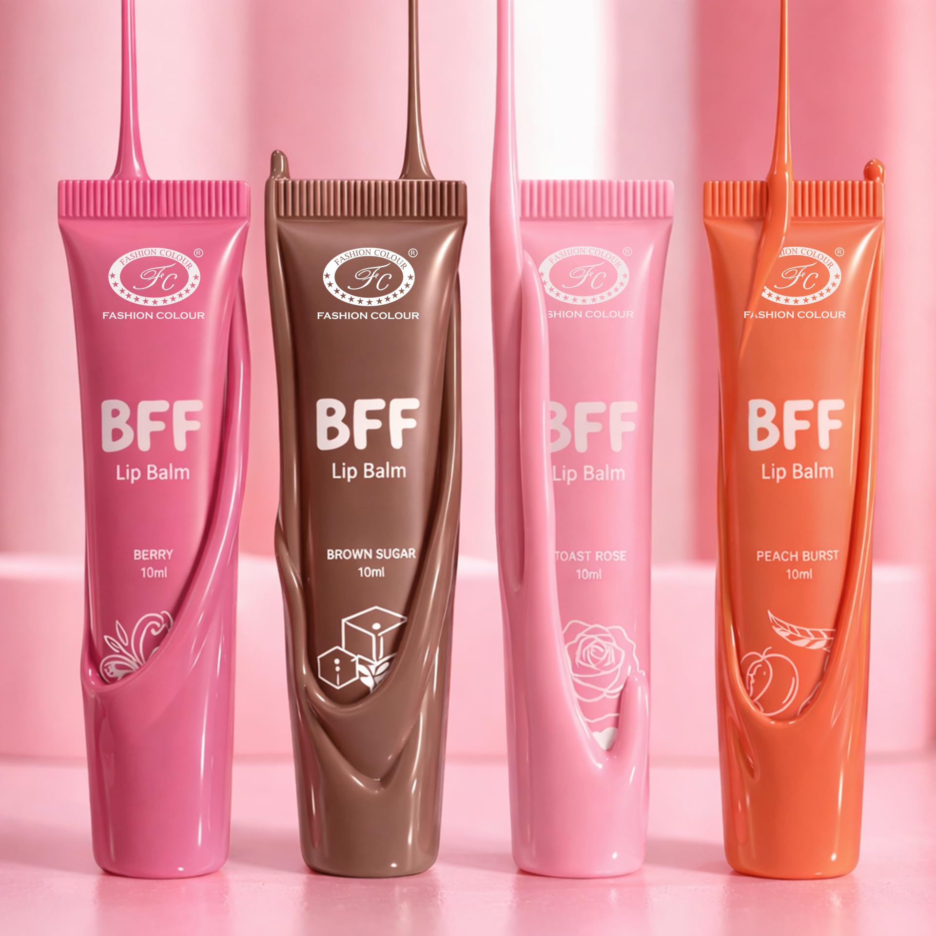 Fashion Colour BFF 4 IN 1 Lip Balm | 24 Hrs Moisturization | Pamper Your Lips | Ideal for all-day Comfort | Tinted Lip Balm | Toast Rose | Brown Sugar | Berry | Peach Burst | 10MLx4N-image-36