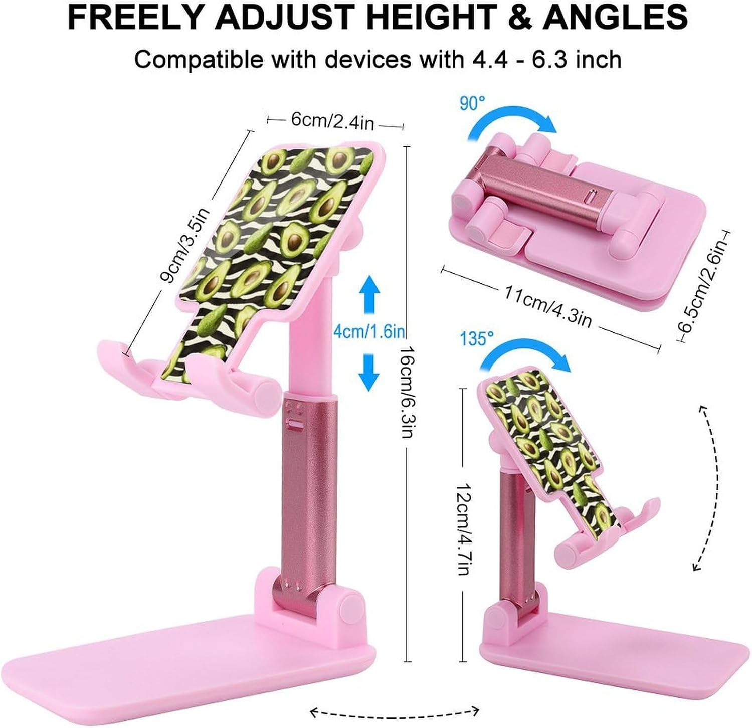Avocado Zebra Stripes Pattern Plastic Phone Stand with Alloy Base image 2