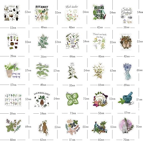 Miniatura 2 de Calcomanías de hierbas, 60 unidades, calcomanías estéticas impermeables de vinilo para botella de agua, laptop, taza, adultos, teléfono, patineta,