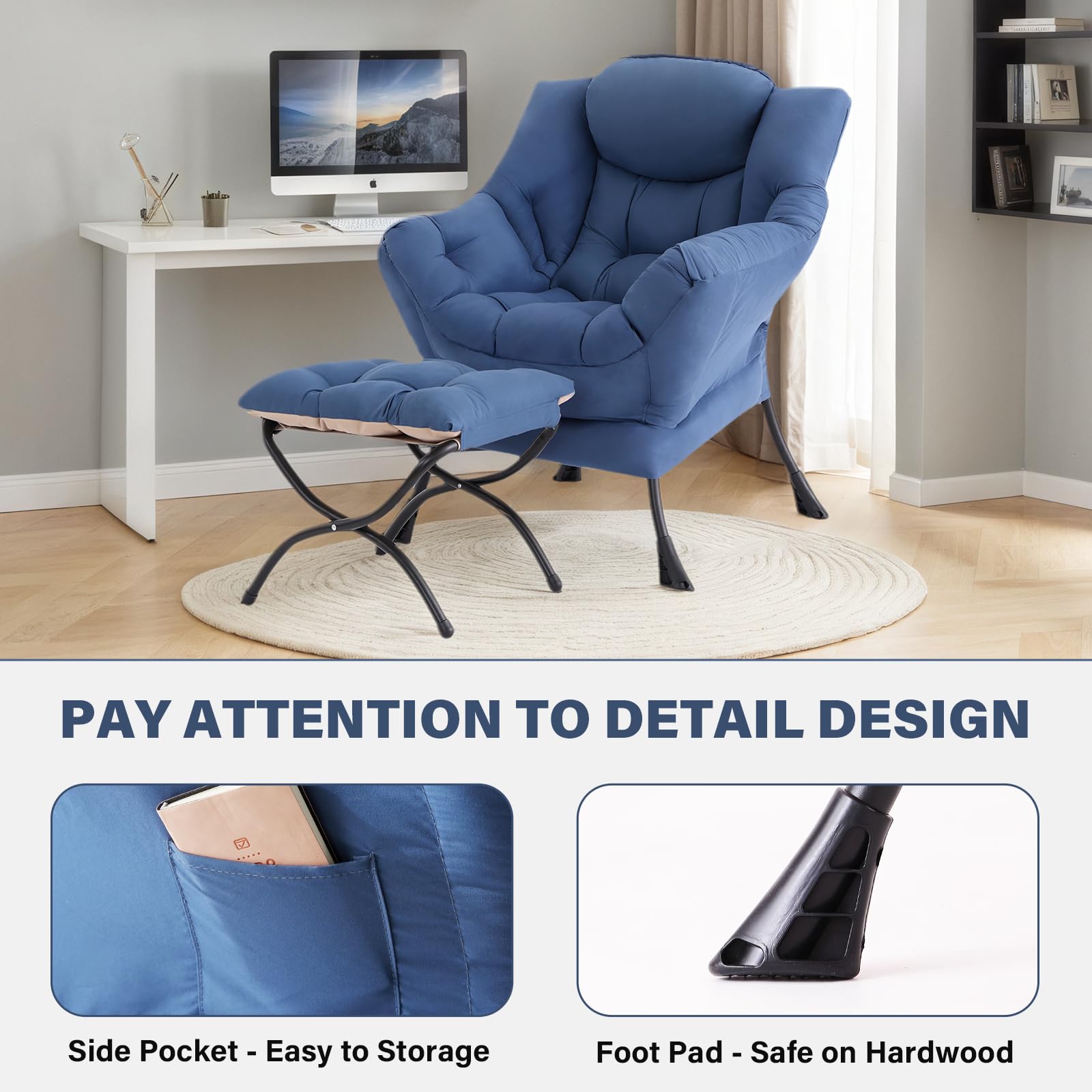 Amazon.com: Tiita Lazy Chair with Ottoman, Modern Large Accent