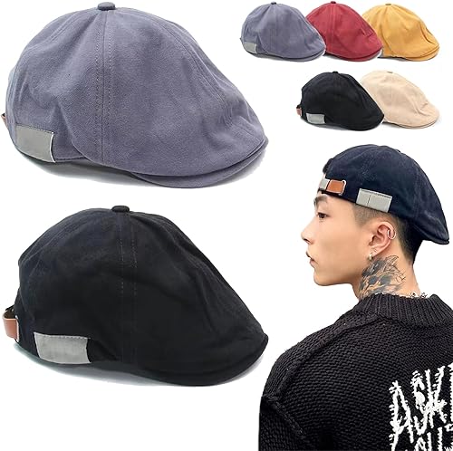Cafeteriap Retro Vintage Street Beret Cap, Flat Adjustable Beret Hat, Unisex Retro Ivy Hat Newsboy Hat for Street Wear (2Pcs-D)