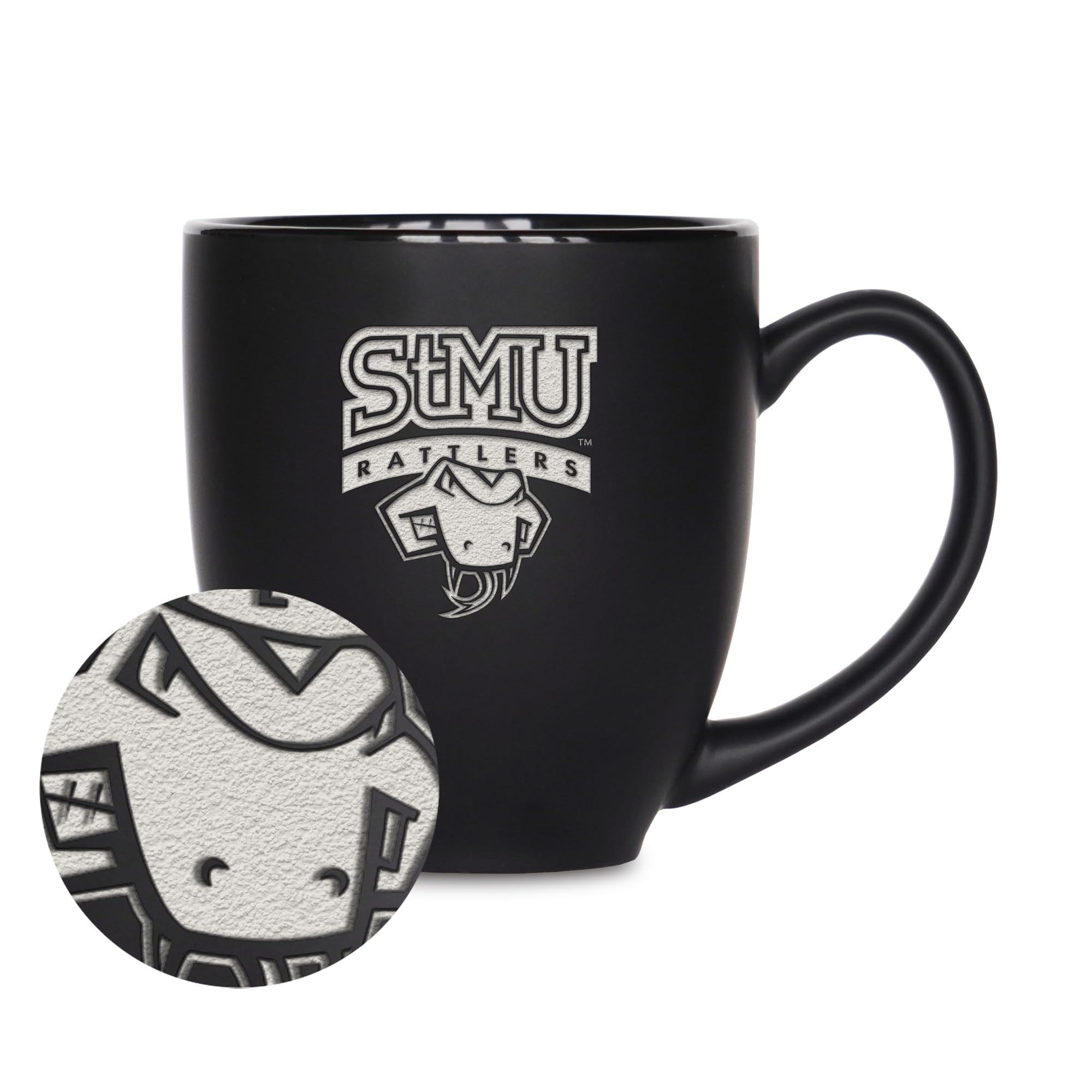 Tasse en céramique gravée au laser St Mary's University Rattlers finition noire mate