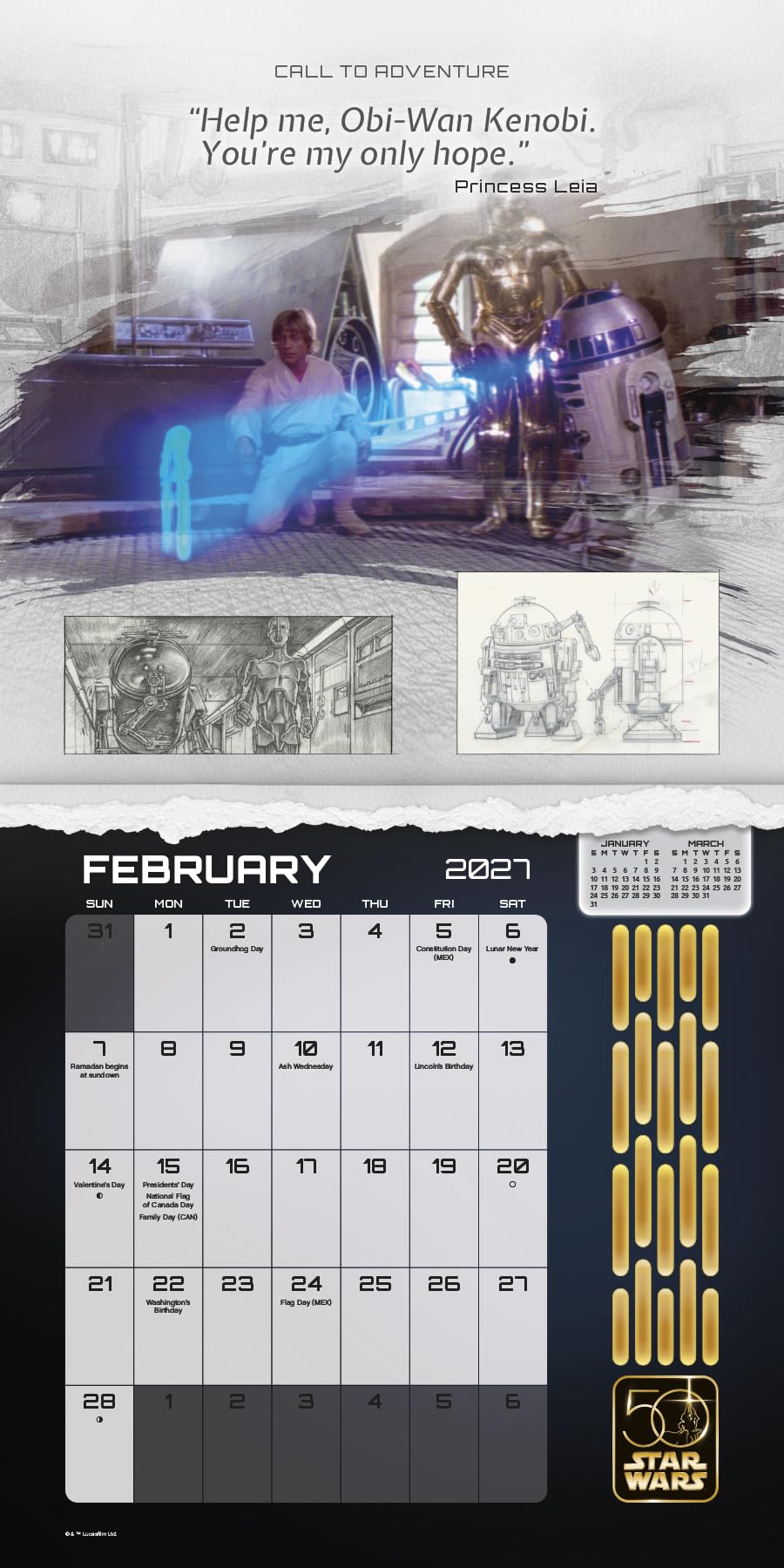2027 Star Wars 50th Anniversary Collector's Edition Calendar
