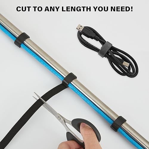 Miniatura 3 de Rollo de gancho y bucle de 48 pies x 12 pulgadas, bridas de sujeción reutilizables, correas de cables multiusos para organizar el hogar, la oficina