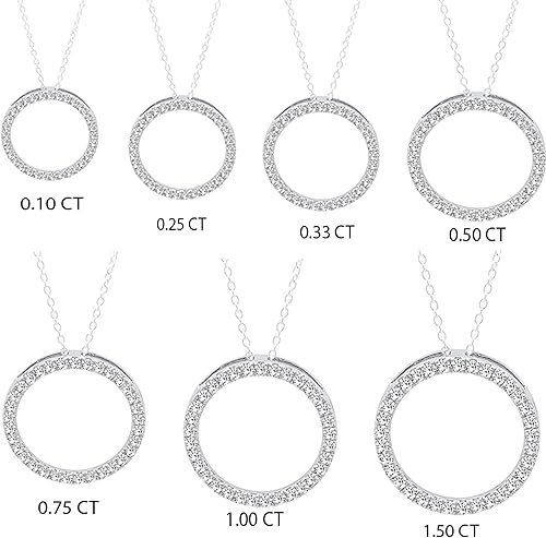 Vista 4 de Dazzlingrock Collection Colgante redondo de diamante blanco para mujer con cadena de 18 pulgadas (color I-J, claridad I1-I3) en oro