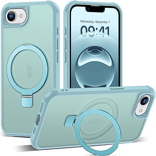 Miniatura 173 de Funda de grado militar compatible con iPhone 14 Plus de 6.7 pulgadas, con soporte magnético invisible tipo anillo, compatible con MagSafe y gran